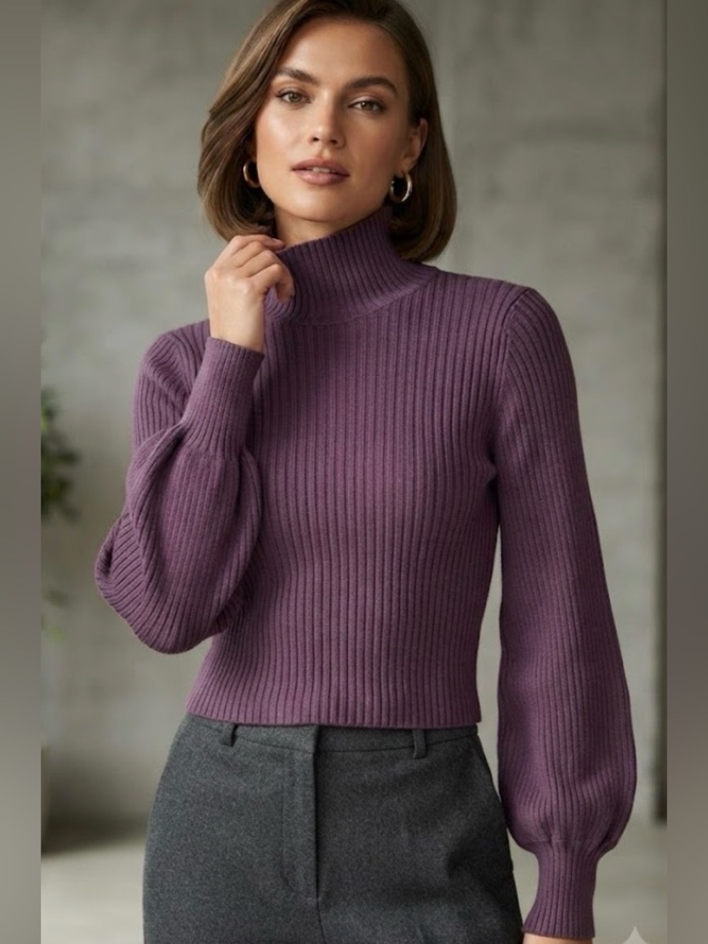 Forever 21 Plum Ribbed Turtleneck Sweater